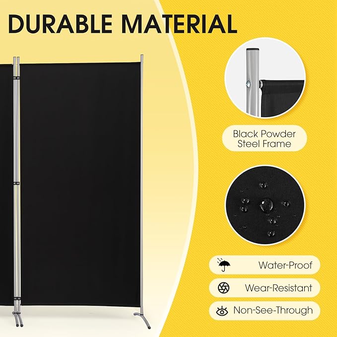 RANTILA 4 Panel Room Divider, 6 Ft Tall Folding Privacy Screen Room Dividers, Freestanding Room Partition Wall Dividers, 136''W x 20''D x 71''H, Black