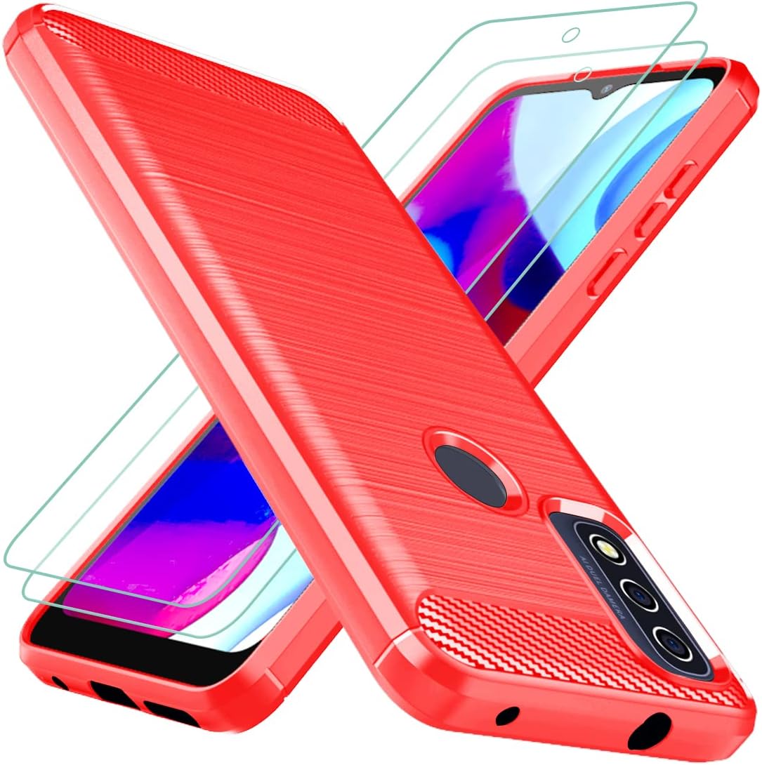 Osophter Moto G Pure Phone Case with 2pcs Screen Protector, Shock-Absorption Flexible TPU Rubber Protective Cover for