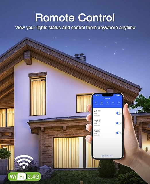 GHome Smart Switch, 3 Way Light Wi-Fi Switch Compatible with Alexa and Google Home, 2.4GHz Schedule Timer, Neutral Wire Required, 3-Way Installation and No Hub Required, FCC Listed (2-Pack), White