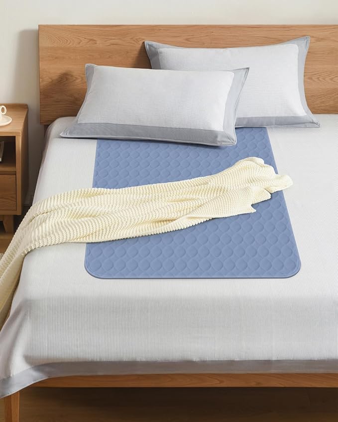 Washable Bed Pads 34" x 36" - 6 Pack, Blue, Waterproof Bed Pads for Incontinence, Bed Wetting Pads for Bed, Sofa, Floor, Resuable Underpads for Adults, Seniors, Pet