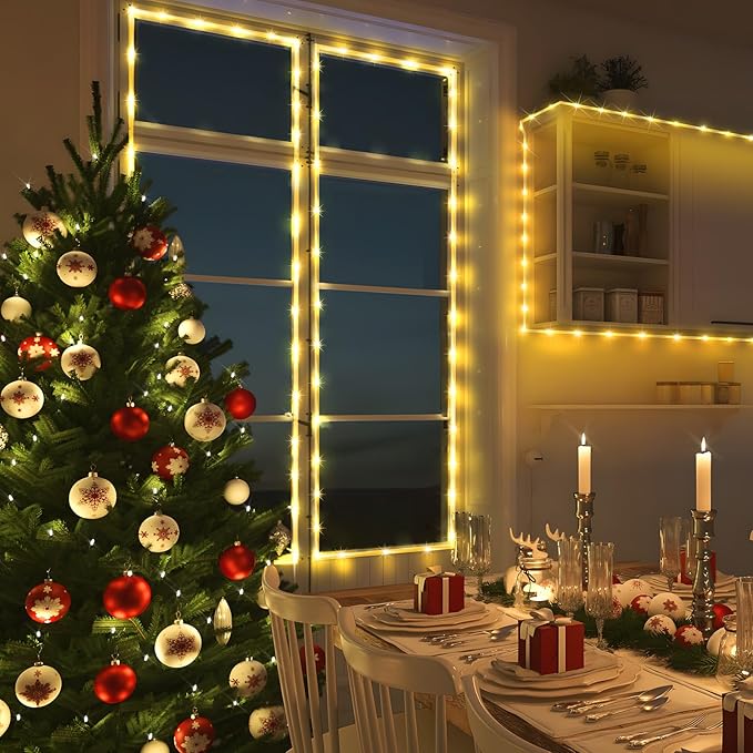 KNONEW 164FT 1000LED Rope Lights for Outside,Outdoor String Lights Waterproof 8 Modes Clear Tube Light for Indoor,Bedroom,Wedding,Garden,Patio,Christmas,Tree,Rv,Holiday Decoration(Warm White)