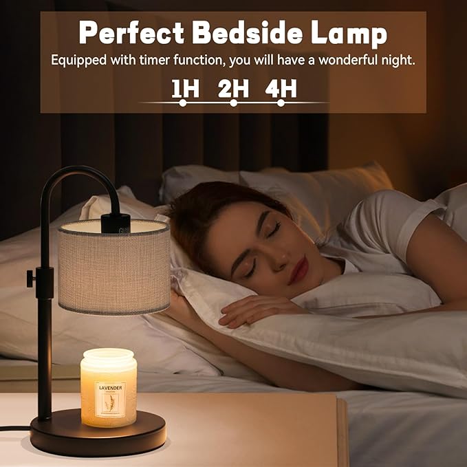 Candle Warmer Lamp with Timer, Dimmable Candle Wax Warmer Candle Lamp with 2 Bulbs, House Warming Gifts Brithday Gifts for Women Bedroom Home Decor (Gray-Upgraded)