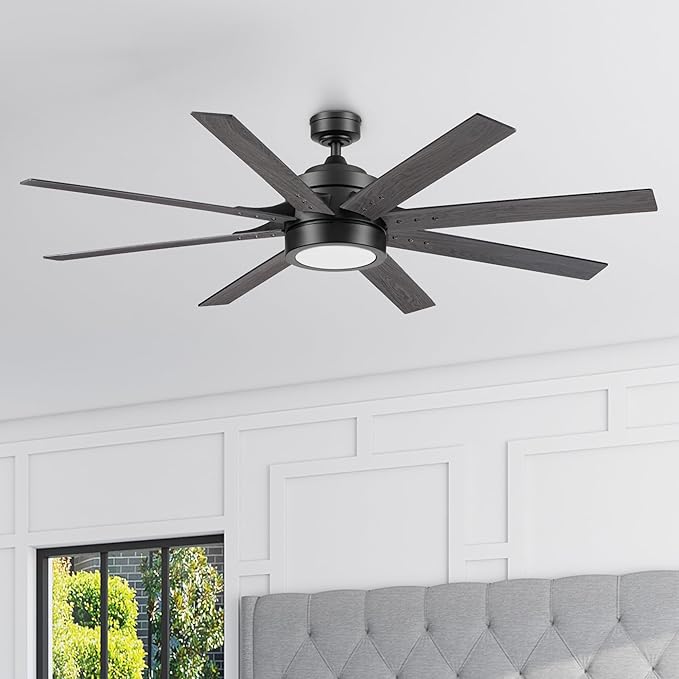 Honeywell Ceiling Fans Xerxes, 62 Inch Modern Indoor Ceiling Fan with Lights and Remote Control, Color Changing LED, 8 Dual Finish Blades, Reversible Motor - 51904-01 (Black)