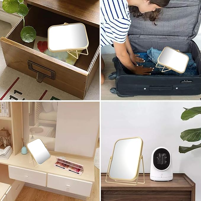 Mipcase Makeup Mirror, 360 Degree Swivel Vanity Mirror Portable Table Make Up Mirror for Bedroom Bathroom