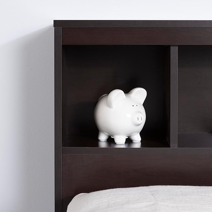 South Shore Spark Bookcase Headboard with Storage, Twin 39-inch, Chocolate