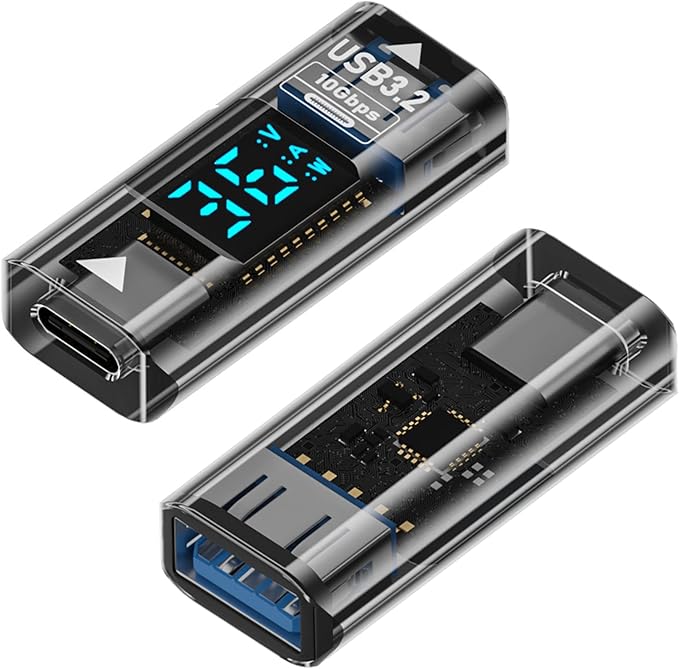 USB to USB C Converter Type C Expander with Digital LED Display,36W/10Gbps USB C Female to USB 3.2 Female Connector for PC,Fast Charging and Data Transfer,for PC,Laptop,Mobile Phone