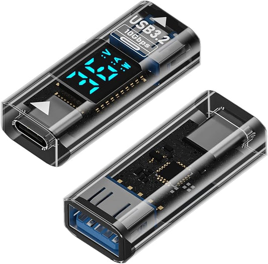 USB to USB C Converter Type C Expander with Digital LED Display,36W/10Gbps USB C Female to USB 3.2 Female Connector for PC,Fast Charging and Data Transfer,for PC,Laptop,Mobile Phone
