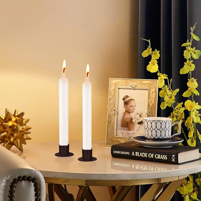Gute Taper Candle Holder, Candle Holders for Pillar Candles, Matte Black Candlestick Holder Centerpieces for Home Decoration, Wedding Anniversary, Party, Housewarming Gifts,Set of 8,Round