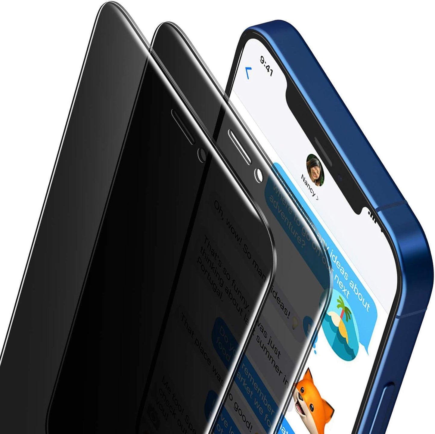 ORIbox Privacy Glass Screen Protector - 2 Packs Anti-Spy Anti-Bubble Tempered Glass for iPhone 12 and 12 Pro