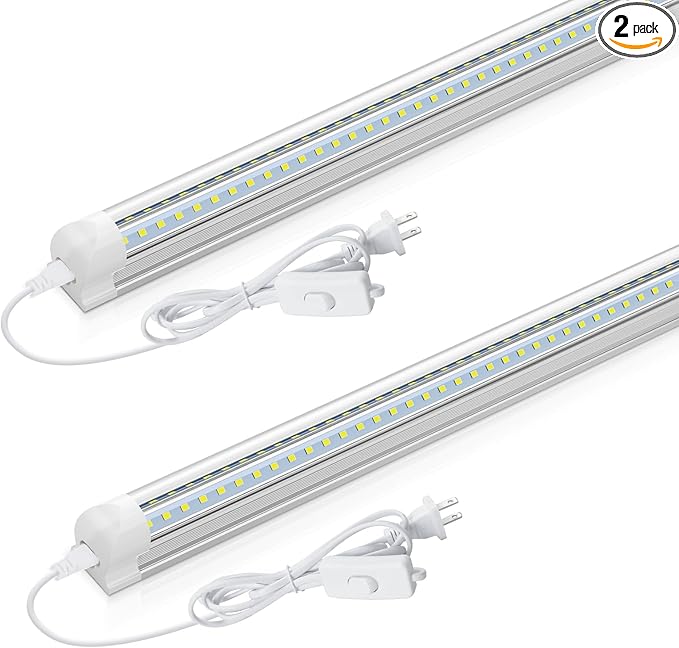 CNSUNWAY LED Shop Light 2FT, 20W 3000LM, 3000K Warm White, T8 LED Tube Lights, Ceiling and Utility Shop Lights, Linkable Light Fixture for Room, Garage, Workbench, ETL Listed (Pack of 2)
