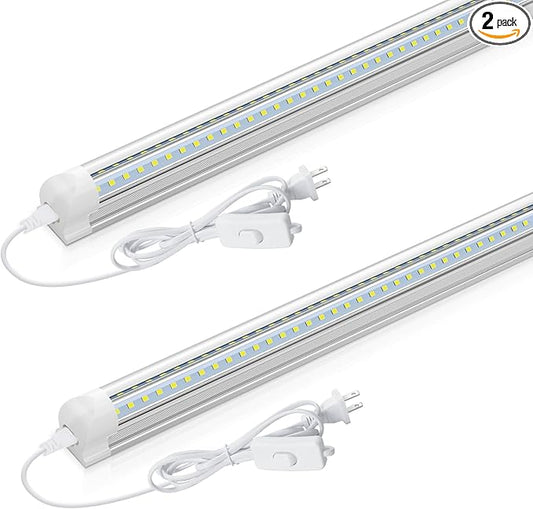 CNSUNWAY LED Shop Light 2FT, 20W 3000LM, 3000K Warm White, T8 LED Tube Lights, Ceiling and Utility Shop Lights, Linkable Light Fixture for Room, Garage, Workbench, ETL Listed (Pack of 2)