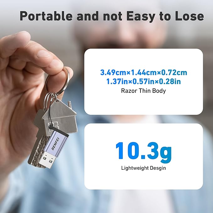 BENFEI 10Gbps USB Type-A to USB-C Adapter(2 Pack, Male to Female) Supporting 5V 3A Charging and 10Gbps Data Transmit