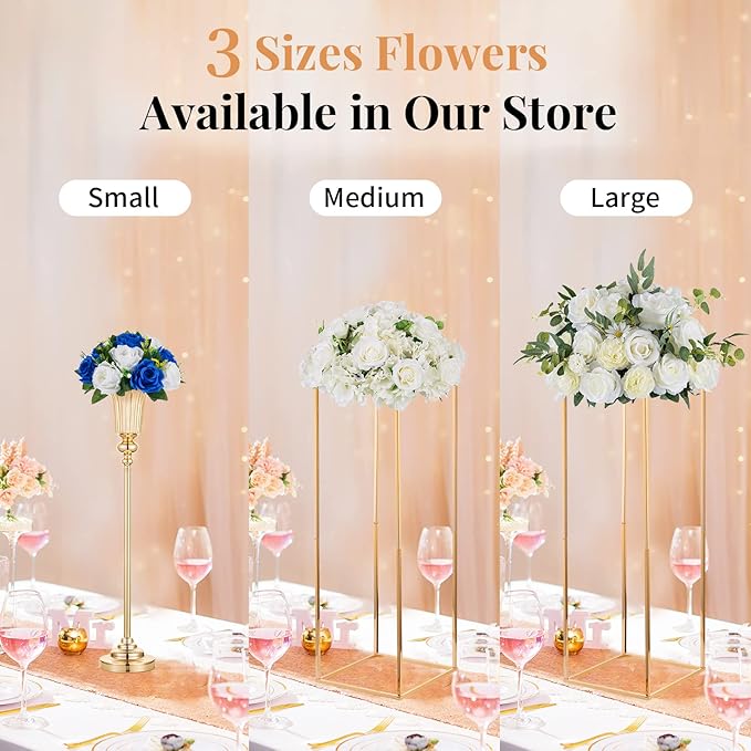 NUPTIO Flower Balls for Wedding Centerpieces - 6 Pcs 9.5 inch Diameter Fake Flower Ball Arrangement Bouquet Party Centerpieces for Tables - Royal Blue Rose Bouquet Centerpiece Flowers for Table