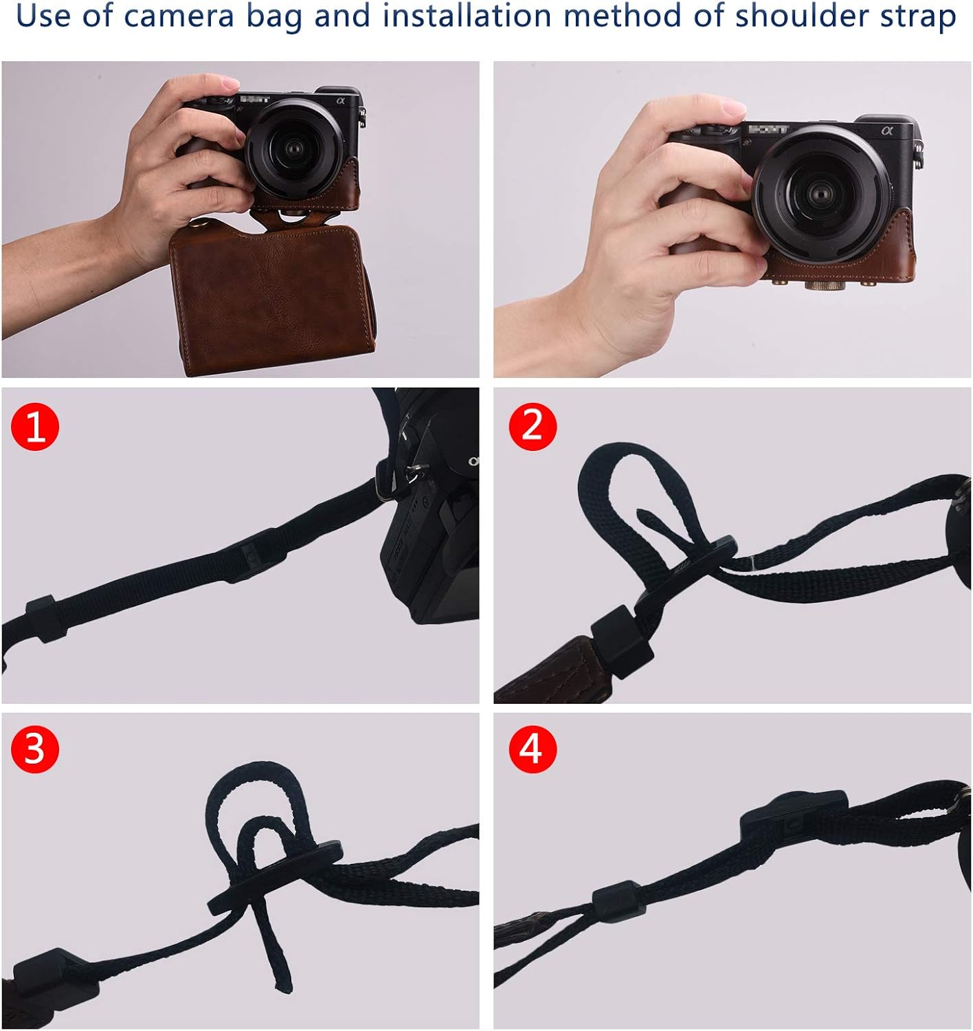XEVN for Sony A6400 Case, Premium PU Full Body Leather Camera Case Bag for Sony Alpha A6300 A6000 A6100 A6400 with
