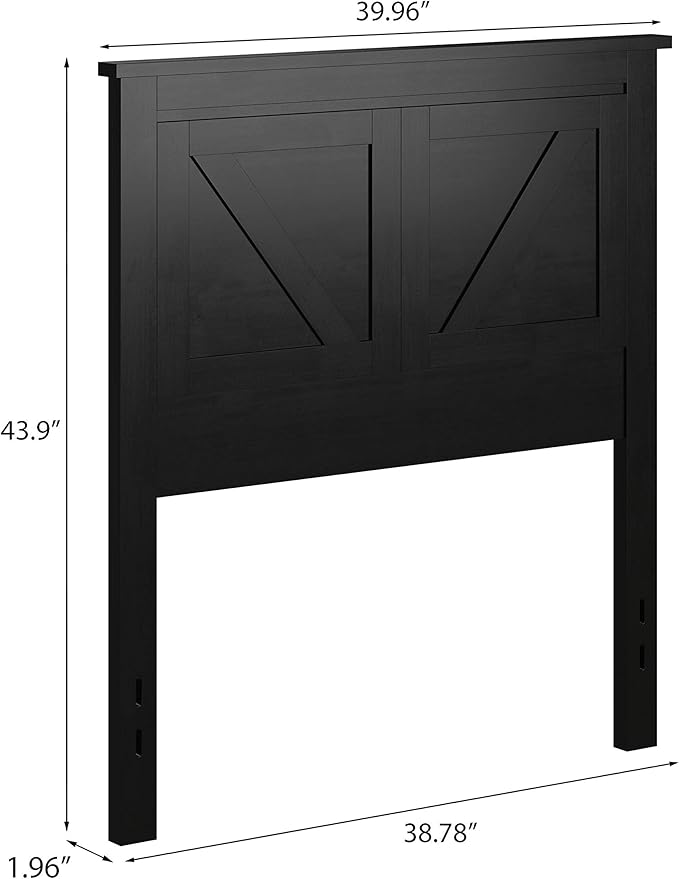 Glenwillow Home Farmhouse Style Wood Panel Headboard in Black - Twin Size