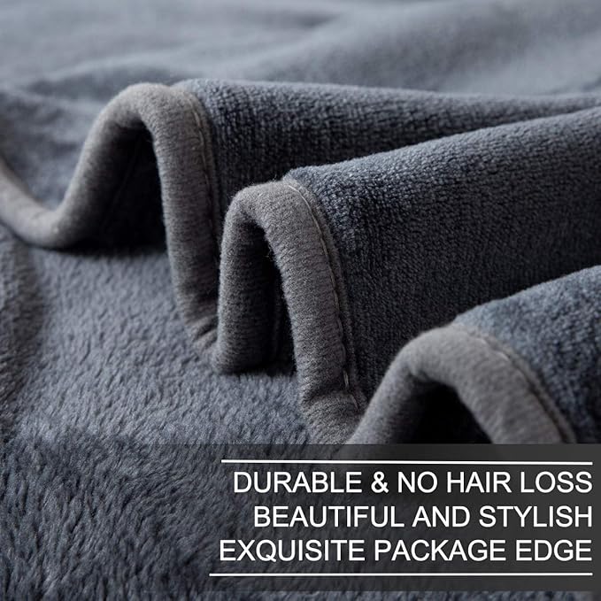 Richave Fleece Blanket Twin/Twin XL Lightweight Extra Long Throw for The Bed Warm Sofa Blanket 66" x 90"(Dark Grey Twin)