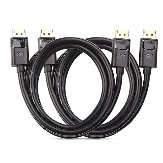 Cable Matters 2-Pack 4K DisplayPort to DisplayPort Cable - 6ft, Supports up to 4K@60Hz, 2K@144Hz, Male to Male Computer Monitor Cable, DP Cord, Black