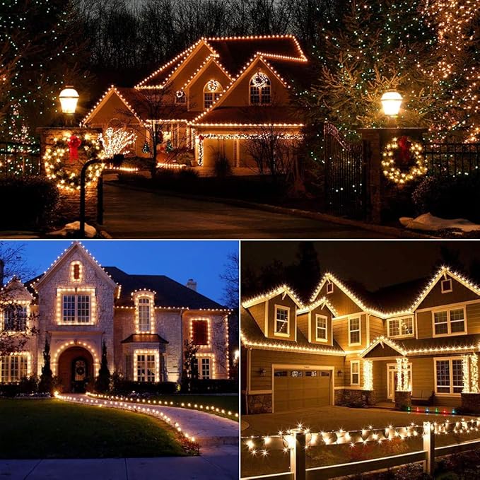 Brizled Christmas Lights Warm White, 33ft 100 LED C5 Faceted Christmas String Lights, 120V UL Certified Xmas Light Connectable Xmas Tree Light Indoor Outdoor for Home Tree Holiday Wedding Patio Decor