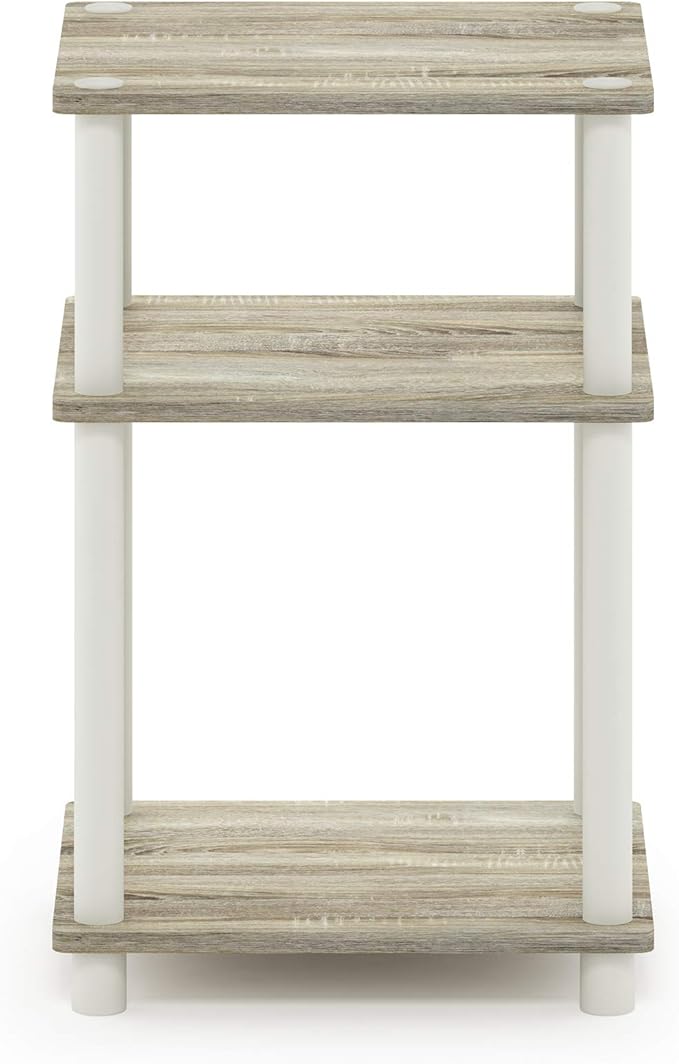 Furinno JUST Side Table, 3-Tier End Table, Open Shelves Night Stand, Bedside Table, Toolless Assembly, for Living Room, Bedroom, Bathroom, Sonoma Oak