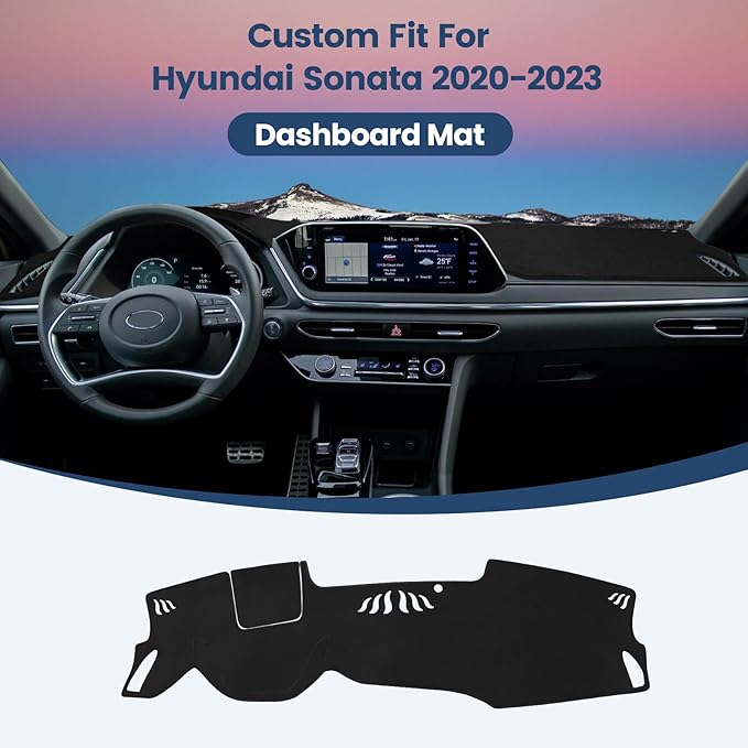 Dashboard Cover Mat Custom Fit for 2020 2021 2022 2023 Hyundai Sonata Dash Cover Nonslip Dash Mat Protector Sunshade No Glare Black (Only fits for 8.0-inch Touch Screen Dashboard)