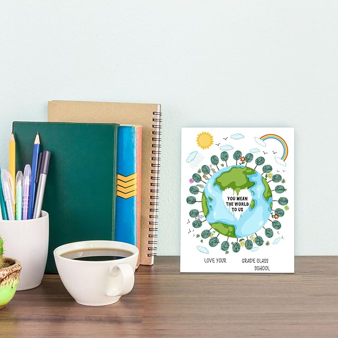 SHLINCO Teacher gift, thank you female teacher, creative fingerprint art souvenir, year-end gift, student DIY creativity, suitable for desktop ornaments
