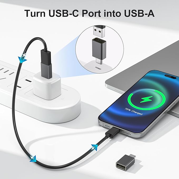 Elebase USB C to USB Adapter 4Pack,USBC Male to USB 3.0 Female MacBook Pro Air Adaptor,Type C Thunderbolt 3 OTG Converter for Flash Thumb Drive,Apple iPhone 17 17e 16,iPad mini,Mac,Samsung S26 S25 S24