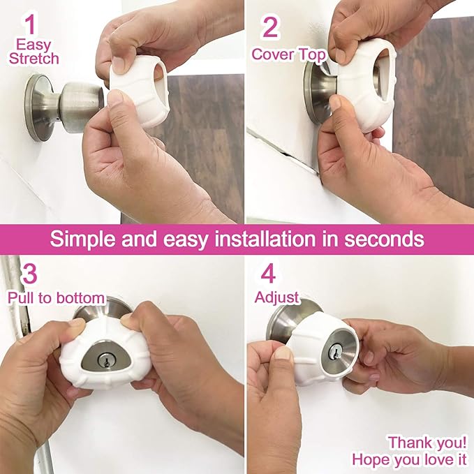 Enjoy Cover - 2 Pack Silicone Door knob Grips Maximum Grip Nonslip Arthritis & Senior Living Aids Grippy Easy Open Fits All Door Knob Universal Size Decorative (Camo Pink)