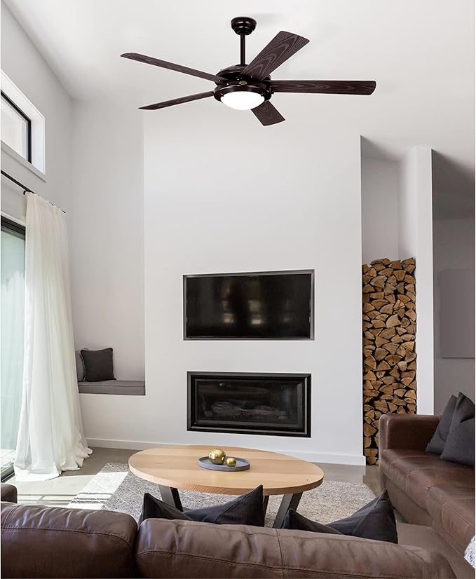 Westinghouse 7307200 Comet, Transitional Dimmable LED Ceiling Fan with Light, 52 Inch, Espresso Finish, Frosted Glass