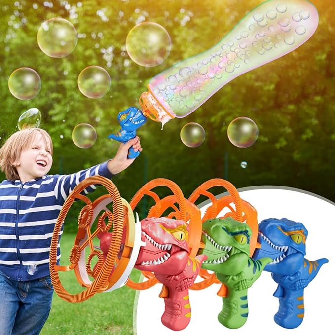 Dino Bubble Gun Bubble Machine for Dinosaur Bubble Blower Toy for Kids and Toddlers Bubble in Bubble Gun Party Favors Birthday for 3 4 5 6 7 8 9 10+Years Old Boys and Girls (Blue)