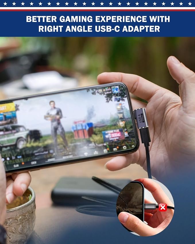 90 Degree Right Angle USB C Adapter 40Gbps Data Transfer USB 4.0/Thunderbolt 4 Type C Male to Female Connector Extender for Mobile Phone, Switch, Steam Deck, Tablet, Laptop (12 Pack)