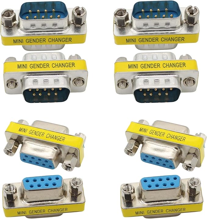 RS232 Serial Gender Changer 8-Pack 9 Pin DB9 Male to Male and Female to Female Adapter Coupler Connector for RS232 Serial Cable