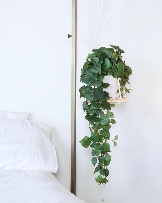 Retrograde 32" Realistic Fake Pothos Ivy Plant Silk Artificial Plant for Aesthetic Home Decor Indoor (Dark Green)
