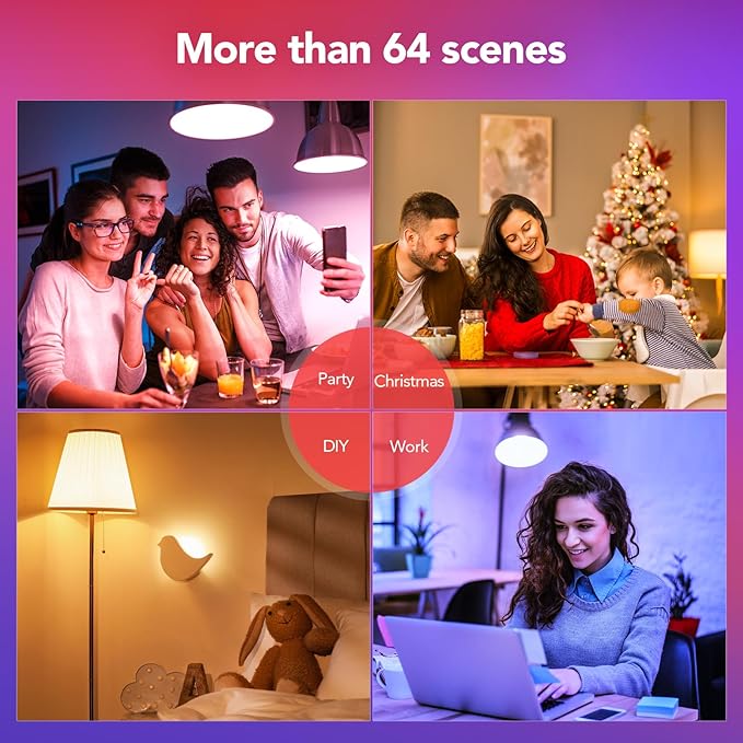 OREiN Matter Smart Light Bulb, Smart Light Bulbs with Remote Control Work with Apple Home, Alexa, Google Home, SmartThings, Color Changing Light Bulbs 2.4Ghz WiFi, 800 Lumens Equivalent 60W 2Pack