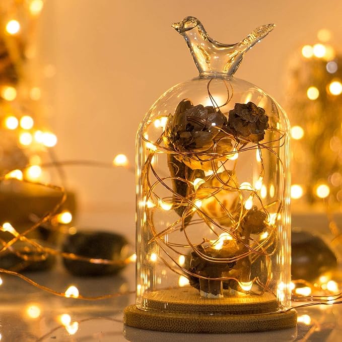 Sanniu Fairy Lights Battery Operated, 8 Packs Mini Battery Powered Copper Wire Starry String Lights for Christmas,Bedroom, Parties,Wedding,Indoor,Home Decoration (5m/16ft Warm White)