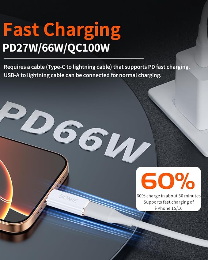 BOMIE Light-ning to USB C Adapter 4Pack,PD Fast Charging and Data Transfer,USB C Charger Connector Cable for M-acBook,Phone 15/16/17 Pro Max,Pad,G-alaxy,X-peria,No for Headphone/OTG/Flash Drive/Pencil
