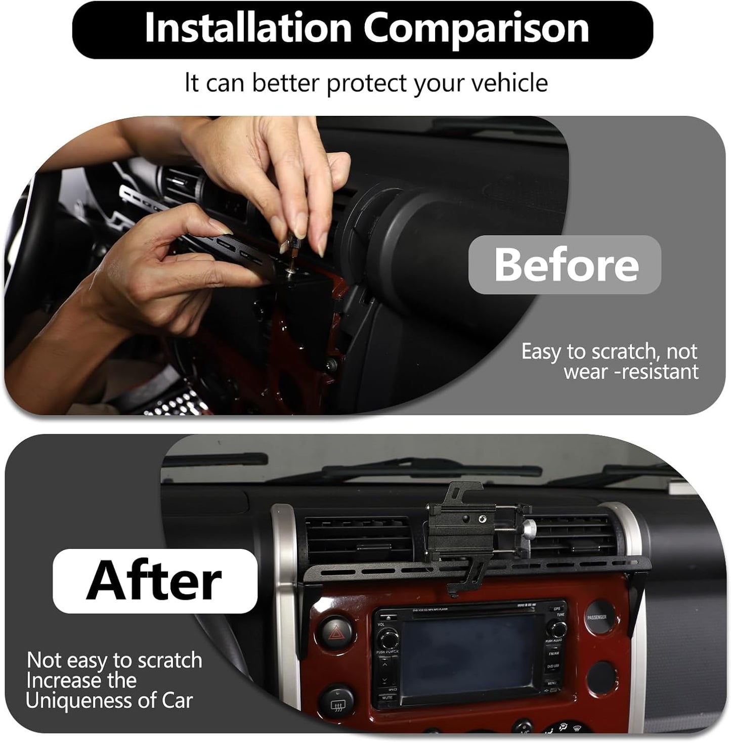 HAPPYHORSE Car Phone Stand for Toyota FJ Cruiser 2007-2021, Hands-Free Dashboard Multifunctional Phone Stand Accessories