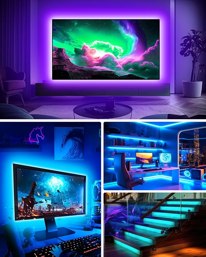 Daymeet LED Lights for TV 40-65 inch TV Behind Lighting, 13.1ft TV Led Backlight TV Led Light Strip, USB Powered RGB Lights Behind with Remote, Music Sync Bluetooth APP Control for Bedroom