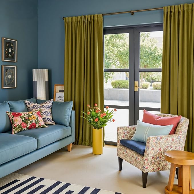 Lazzzy Velvet Blackout Curtains Thermal Insulated Room Window Drapes Super Soft Luxury Curtains for Living Room Bedroom Rod Pocket 2 Panels, Golden Olive, 52" W x 90" L
