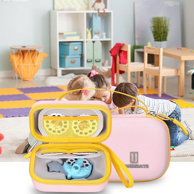 Hard Case Compatible for Moonlite Mini Projector and Story Reels, Storybook Projector Protective Storage Shell, CASE ONLY (Pink+Yellow)
