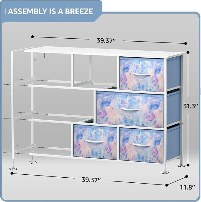 Sorbus Kids Dresser with 8 Drawers - Chest Organizer Unit with Steel Frame Wood Top & Handle, Fabric Bins for Clothes - Wide Furniture for Bedroom Hallway Kids Room Nursery & Closet