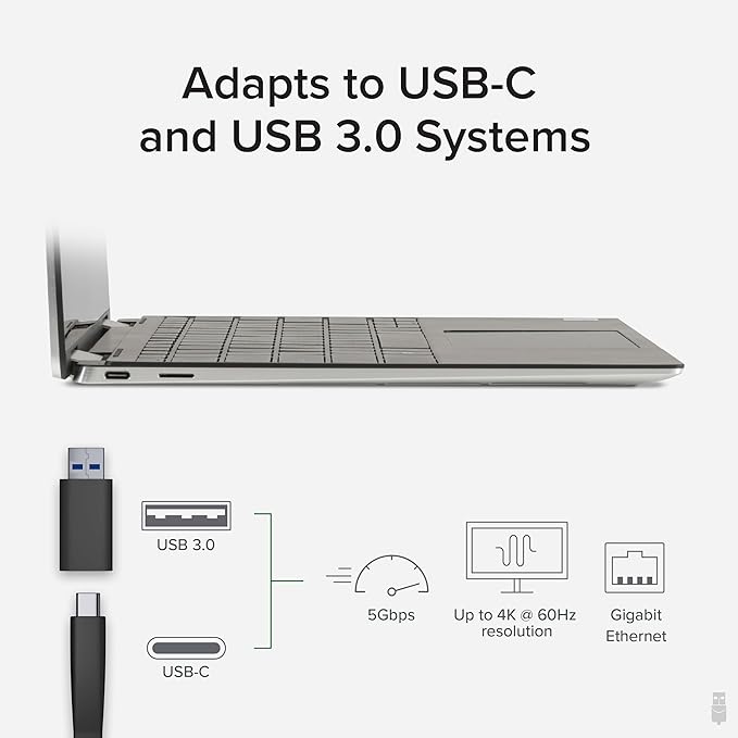 Plugable 4K DisplayPort and HDMI Dual Monitor Adapter for USB 3.0 and USB-C, Compatible with Windows and ChromeOS