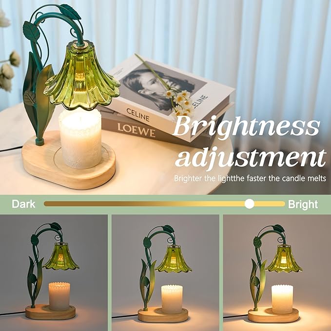 IN HAPPY Flower Candle Warmer Lamp with Timer, Birthday Gifts for Women Mom,Housewarming Gifts New Home Decor,Wax Melt Warmer for Jar Candles with 2 Bulbs