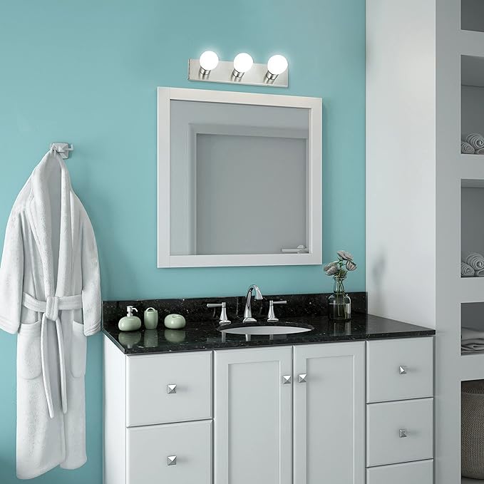Design House 519280 Contemporary 3-Light Indoor Vanity Light Dimmable for Bathroom Bedroom Vanity Makeup, Satin Nickel