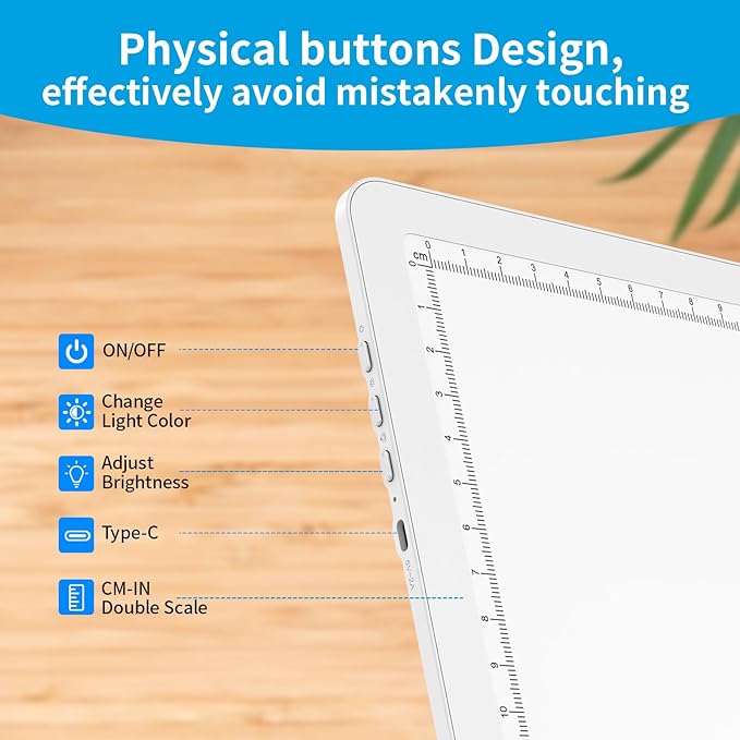 Phylosal Magnetic A3 Light Pad, Super Bright Light Box with Side Button, Diamond Art Light Board, Lightbox for Tracing and Drawing, USB Power Artcraft Light Table for Sketching, Weeding Vinyl (White)