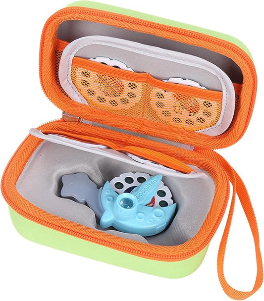 Hard Case Compatible for Moonlite Mini Projector and Story Reels, Storybook Projector Protective Storage Shell, CASE ONLY (Green&Orange)