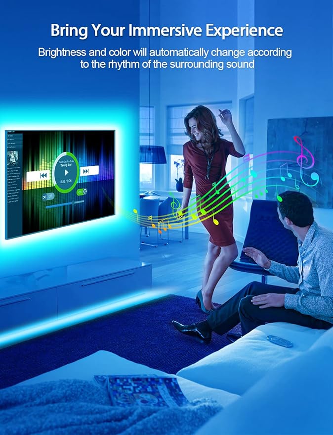 MATICOD LED Lights for TV Led Backlight, 16.4ft RGB Led Strip Lights for TV Lights Behind, USB Led Light Strip for 55-70in TV, Bluetooth APP Control Music Sync Ambient Lighting for Gaming Room