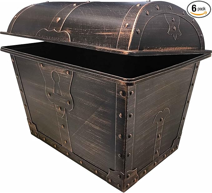 Teacher Created Resources Large Plastic Treasure Chest Classroom Rewards Pirate Party Goody Box (TCR8759) (Pack of 6)