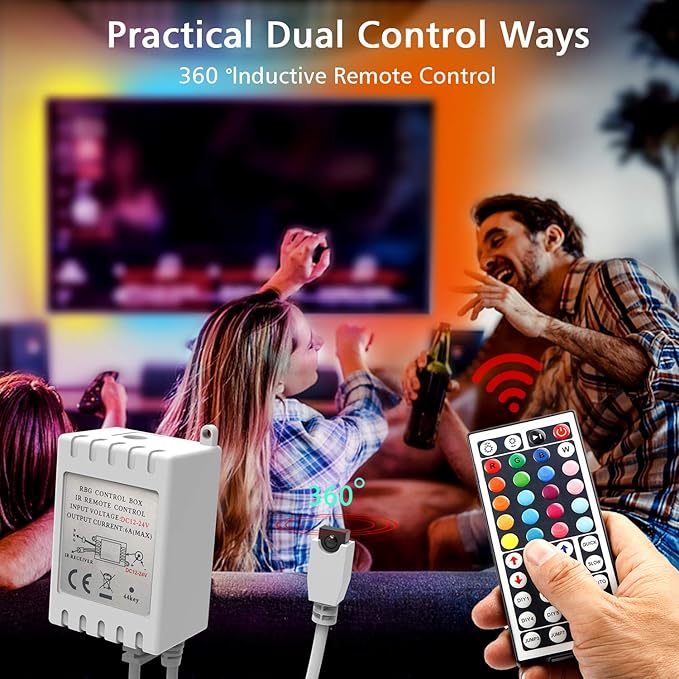 dalattin Led Lights for Bedroom 25ft RGB 5050 Led Strip Lights Color Changing Kit with 44 Keys Remote Controller and 12V Power Supply Led Light Strips Indoor Decoration,Easter Decor