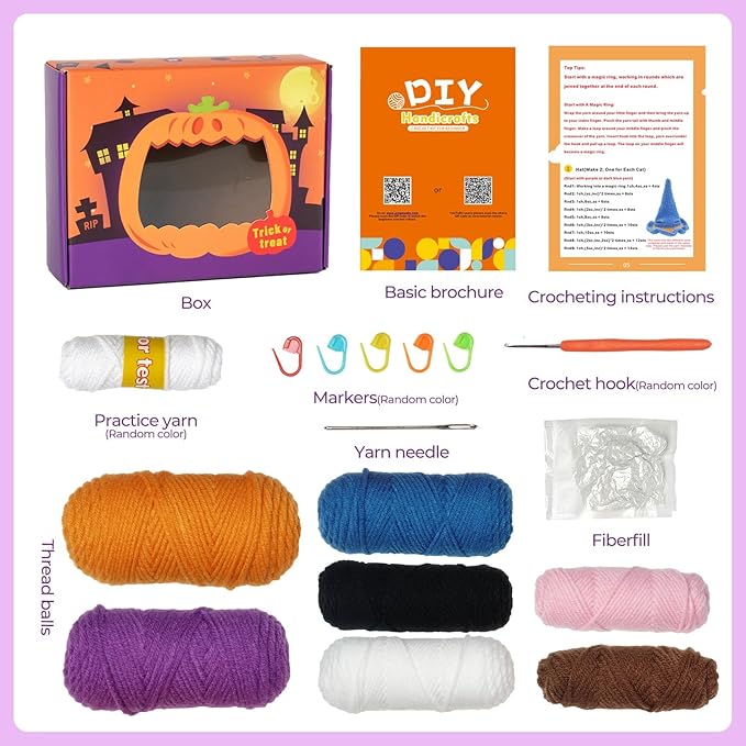 Wizardi Amigurumi DIY Crochet Kit - Halloween Cat F07N8-M210
