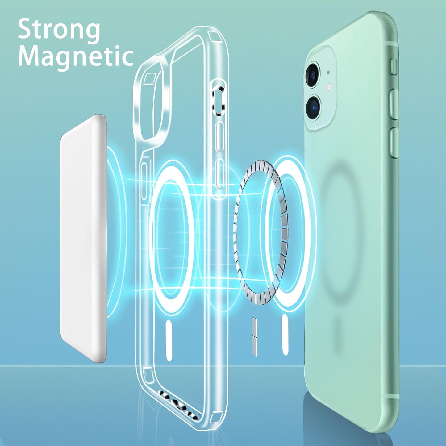 Magnetic Case for iPhone 11, Compatible with MagSafe Wireless Charging, Transparent Anti-Scratch Shockproof Cover